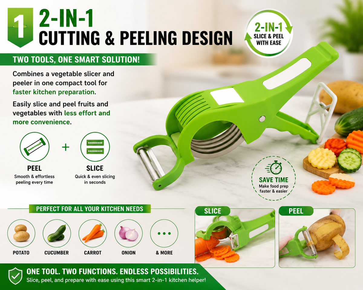 1. 2-in-1 Cutting & Peeling Design