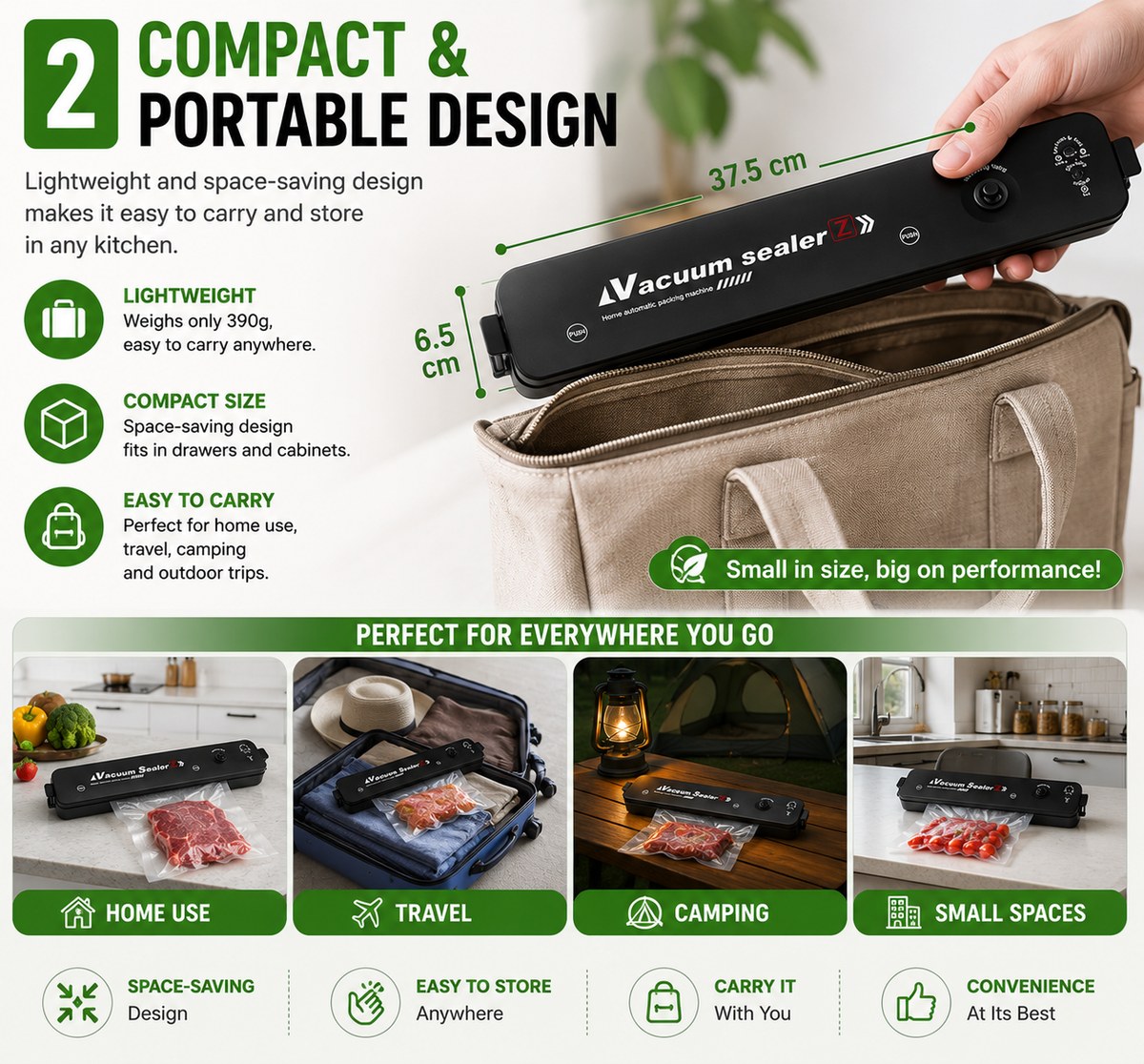 2. Compact & Portable Design