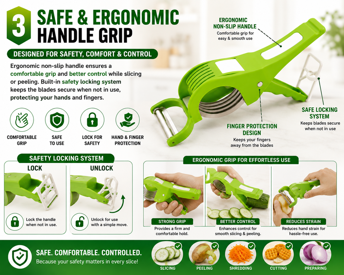 3. Safe & Ergonomic Handle Grip