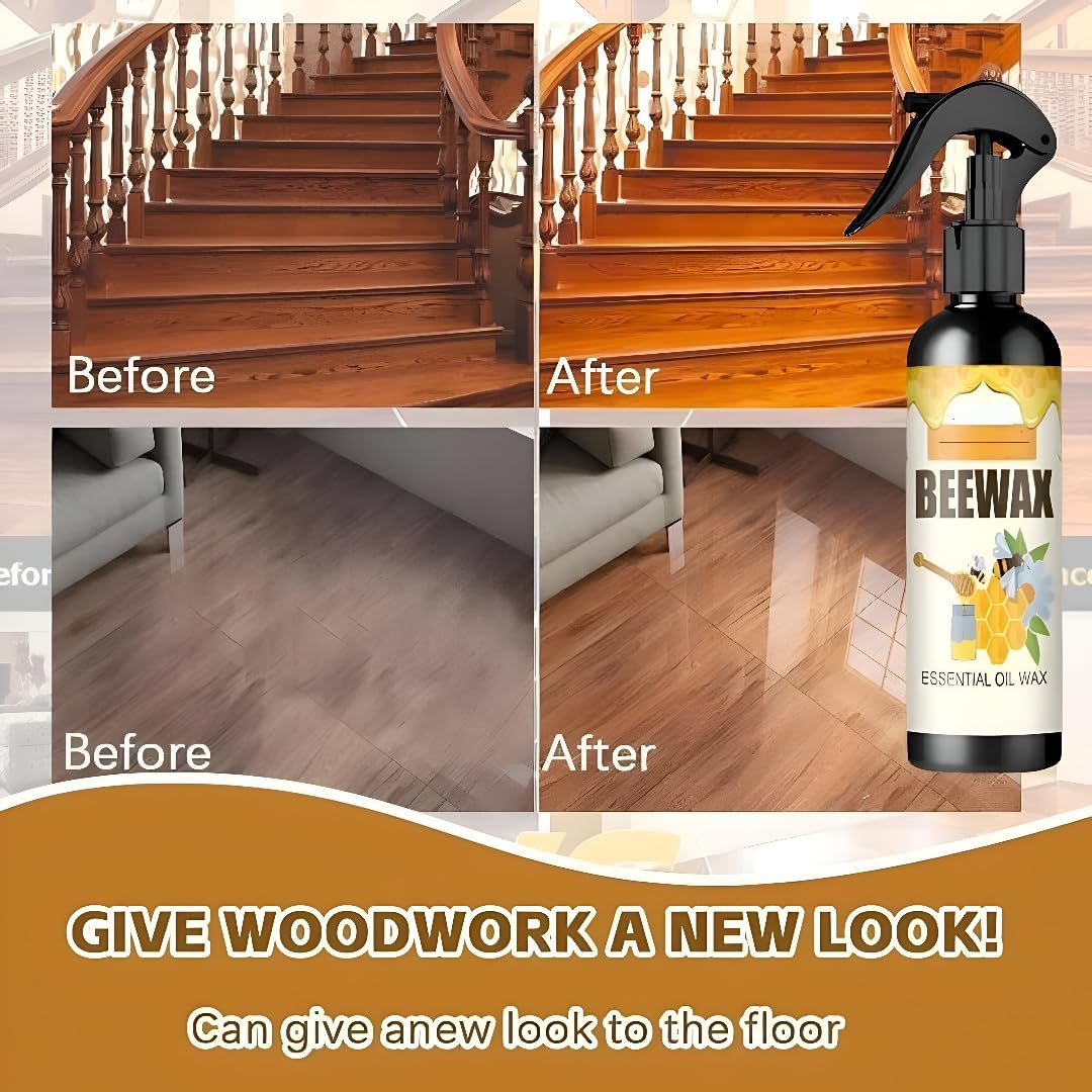 BeeWax Spray Brown Wooden Furniture Cleaner Floor Polishing Shiner-Special offer Buy 1 Get 1 Free. (Pack of 2)
