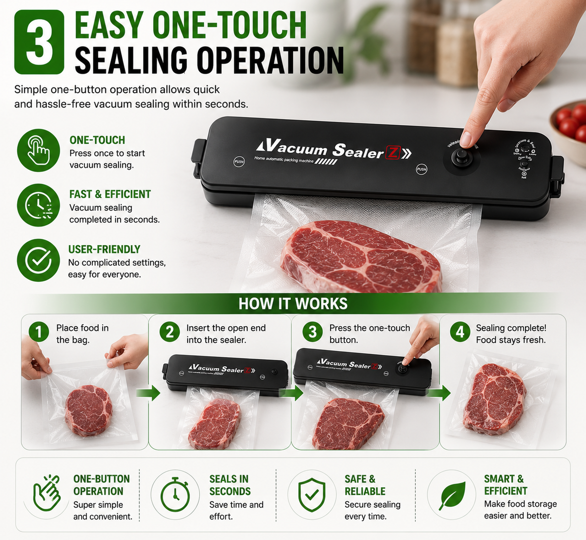 3. Easy One-Touch Sealing Operation