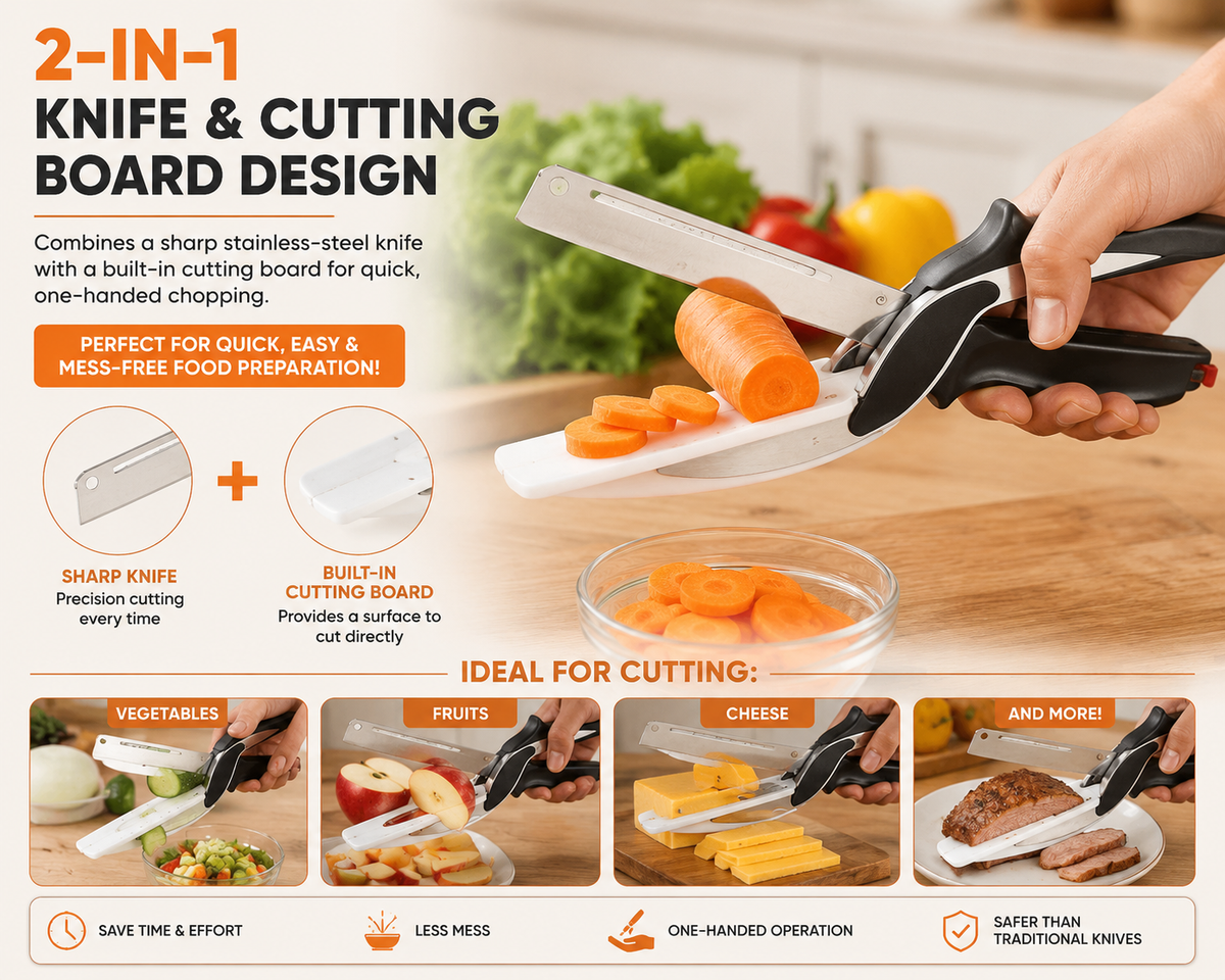 1. 2-in-1 Knife & Cutting Board Design